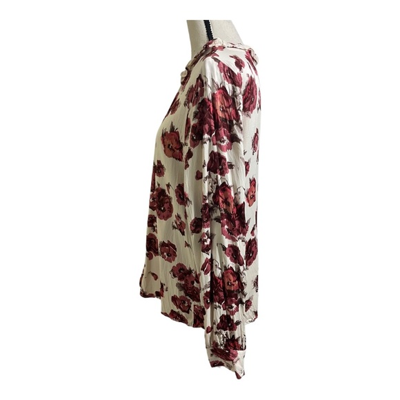 Rachel Parcell womens silk floral blouse hi neck ruffle long sleeve size large - Picture 5 of 9